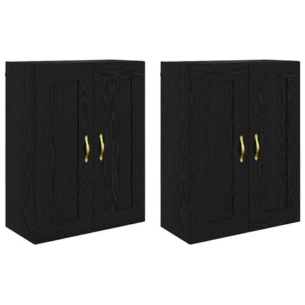 Väggmonterat skåp Väggmonterad 2 pcs Svart Ek 69,5 x 34 x 90 cm
