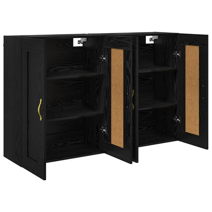 Väggmonterat skåp Väggmonterad 2 pcs Svart Ek 69,5 x 34 x 90 cm