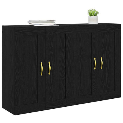 Väggmonterat skåp Väggmonterad 2 pcs Svart Ek 69,5 x 34 x 90 cm