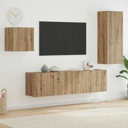 TV-skåp Väggmonterad 4 pcs Artisan Ek Konstruerat trä