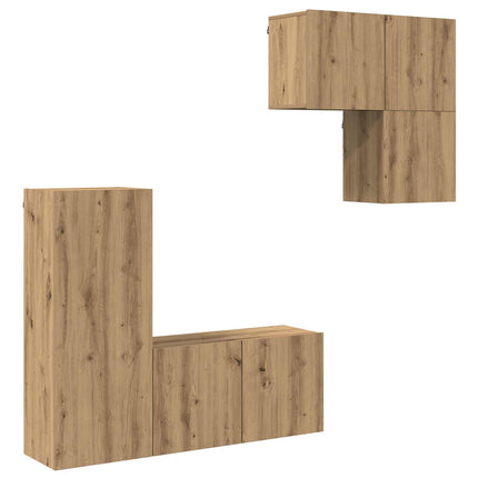 TV-skåp Väggmonterad 4 pcs Artisan Ek Konstruerat trä