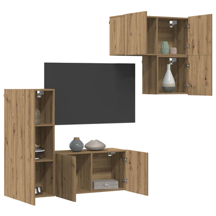 TV-skåp Väggmonterad 4 pcs Artisan Ek Konstruerat trä