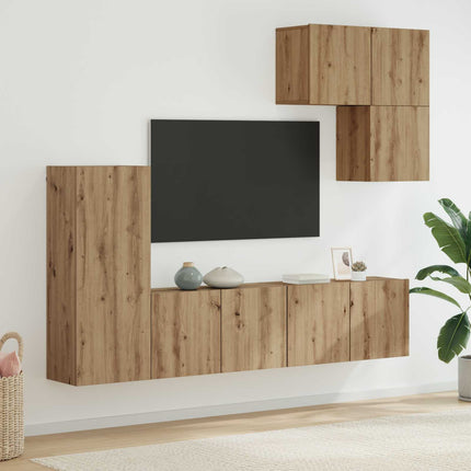 TV-väggmodul 5 st Artisan Ek Konstruerat trä