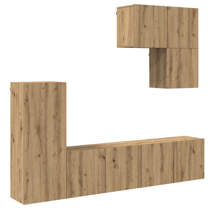 TV-väggmodul Väggmonterad 5 pcs Artisan Ek Konstruerat trä