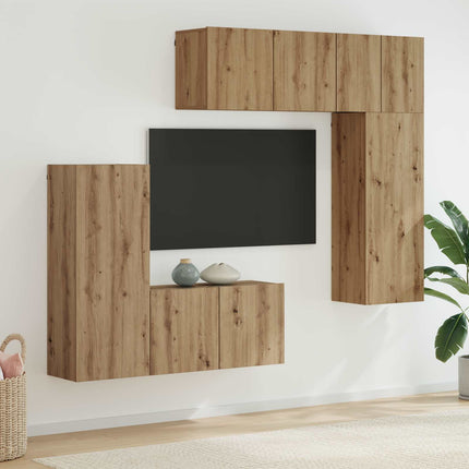 TV-väggmodul Väggmonterad 5 pcs Artisan Ek Konstruerat trä