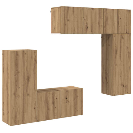 TV-väggmodul Väggmonterad 5 pcs Artisan Ek Konstruerat trä