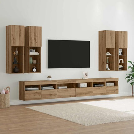 TV väggskåp set Väggmonterad 7 pcs Artisan Ek Konstruerat trä