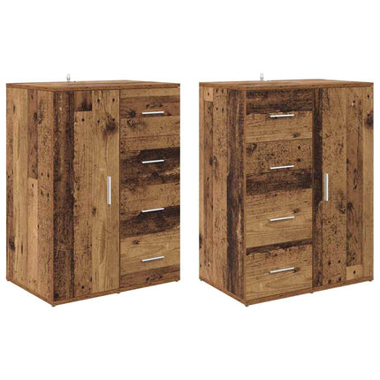 Skåp Corona 2 pcs Gammalt trä 59 x 39 x 80 cm Konstruerat trä