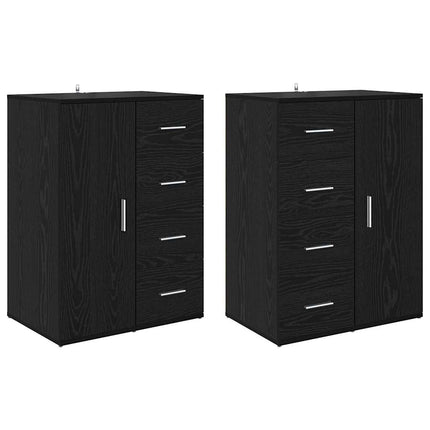 Skåp Corona 2 pcs Svart Ek 59 x 39 x 80 cm Konstruerat trä