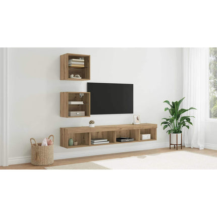 TV-väggenheter med LED 5 st Artisan Ek Konstruerat trä