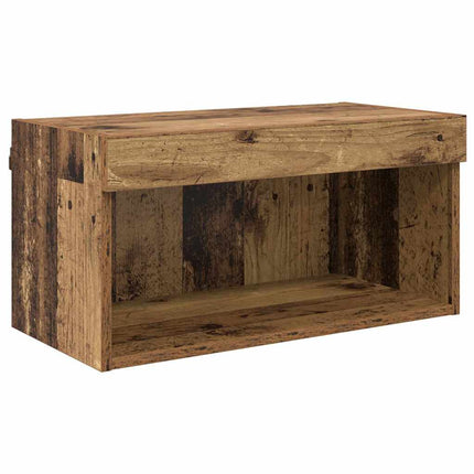 TV-väggenheter med LED 6 st Gammalt trä Konstruerat trä