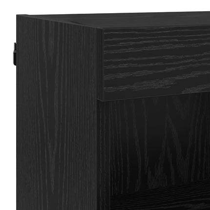 TV-väggenheter med LED 6 pcs Svart Ek Konstruerat trä