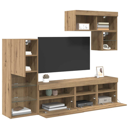 TV Vägg Enheter Väggmonterad 6 pcs Artisan Ek Konstruerat trä