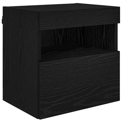 TV-väggenheter med LED 5 pcs Svart Ek 40,5 x 30 x 90 cm