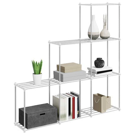 Tubular Shelf med lagring Vit 129 x 27 x 132 cm Aluminium