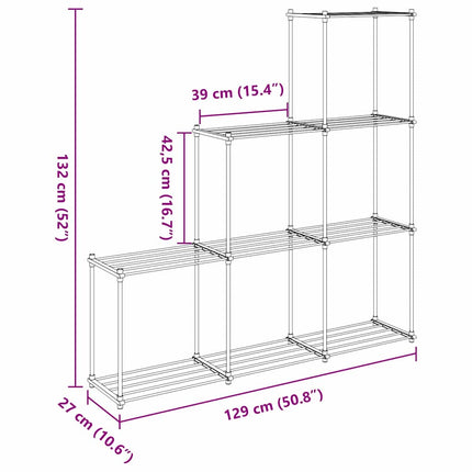 Tubular Shelf med lagring Vit 129 x 27 x 132 cm Aluminium