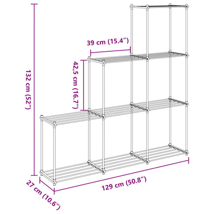 Tubular Shelf med lagring Vit 129 x 27 x 132 cm Aluminium
