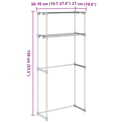 Tvättmaskins hylla med lagring Vit 70 x 27 x 136 cm Aluminium