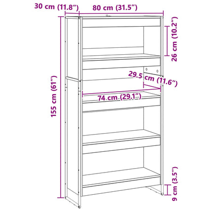 Bokskåp 2 pcs Artisan Ek 80 x 30 x 155 cm Konstruerat trä