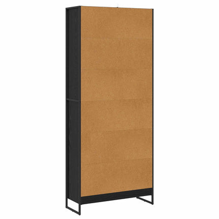 Bokskåp 2 pcs Svart Ek 80 x 30 x 189,5 cm Konstruerat trä