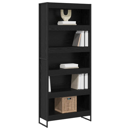 Bokskåp 2 pcs Svart Ek 80 x 30 x 189,5 cm Konstruerat trä