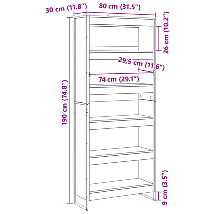 Bokskåp 2 pcs Rökek 80 x 30 x 189,5 cm Konstruerat trä