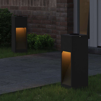 Solcell LED-vägbelysning 2 pcs Svart Kallvalsat stål