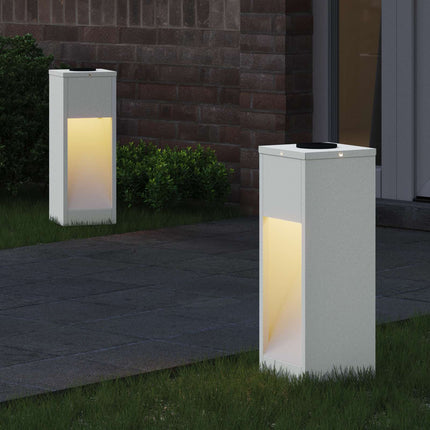 Solcell LED-vägbelysning 2 pcs Vit Kallvalsat stål
