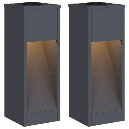 Solcell LED-vägbelysning 2 pcs Antracit Kallvalsat stål