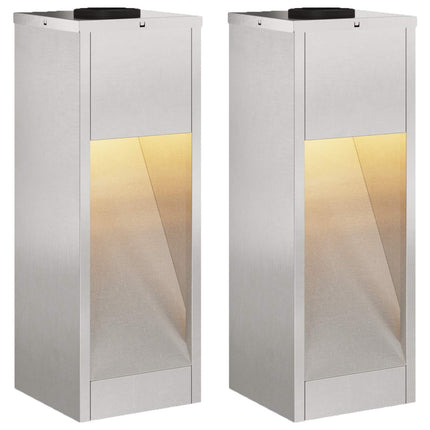 Solcell LED-vägbelysning 2 pcs Silver Rostfritt stål