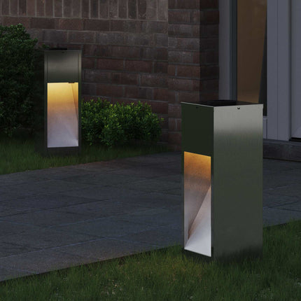 Solcell LED-vägbelysning 2 pcs Silver Galvaniserad