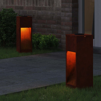 Solcell LED-vägbelysning 2 pcs Brons Väderbeständig stål