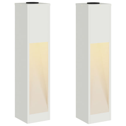 Solcell LED-vägbelysning 2 pcs Vit Kallvalsat stål