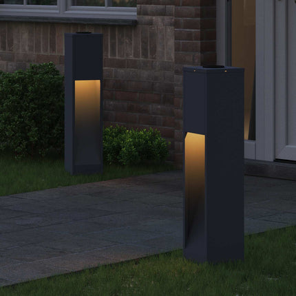 Solcell LED-vägbelysning 2 st Varmvit 18 x 18 x 80 cm
