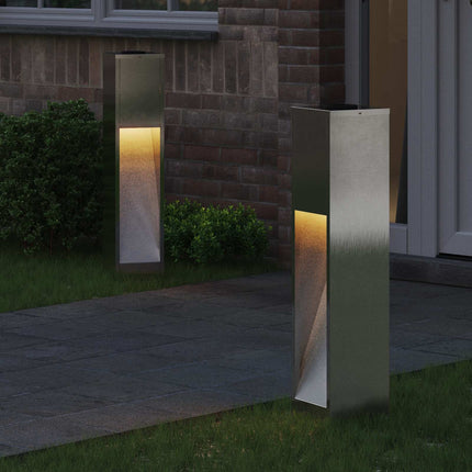 Solcell LED-vägbelysning 2 pcs Silver Rostfritt stål
