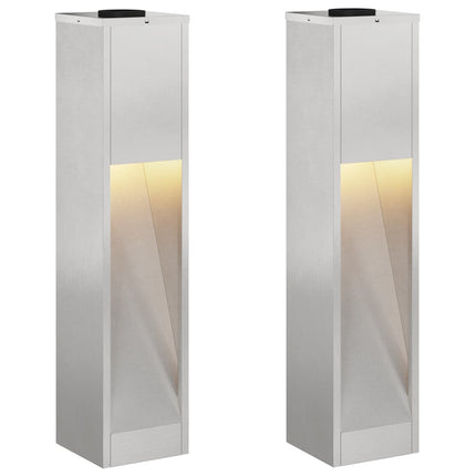 Solcell LED-vägbelysning 2 st Varmvit 18 x 18 x 80 cm