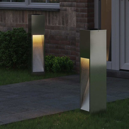 Solcell LED-vägbelysning 2 pcs Silver Galvaniserad