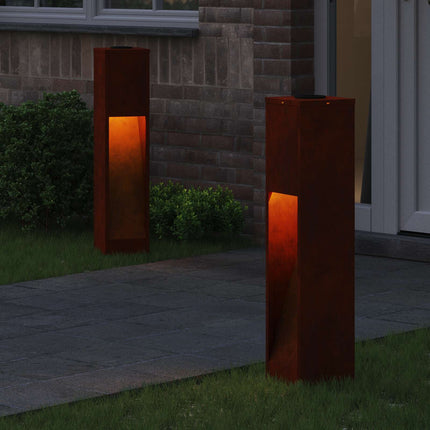 Solcell LED-vägbelysning 2 pcs Brons Väderbeständig stål