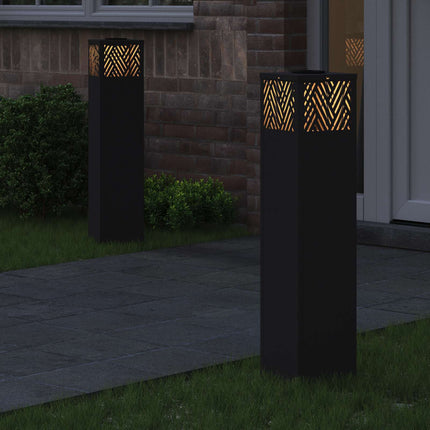 Solar LED Stig Ljus 2 pcs Svart Kallvalsat stål