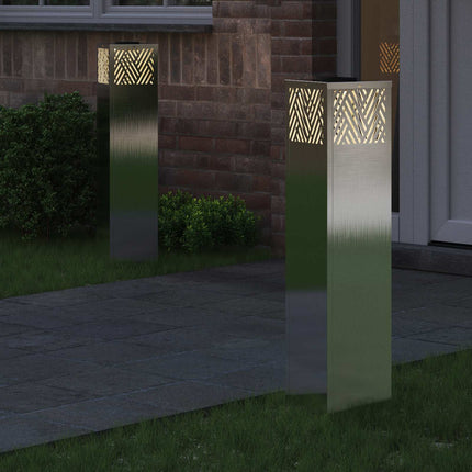 Solar LED Stig Ljus 2 st Varmvit 18 x 18 x 80 cm Rostfritt stål