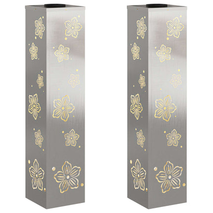 Solar LED Stig Ljus 2 st Varmvit 18 x 18 x 80 cm Rostfritt stål