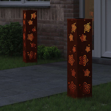 Solar LED Stig Ljus 2 pcs Rostig Väderbeständig stål