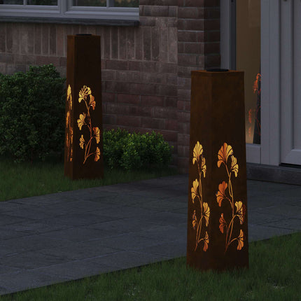 Solar LED Stig Ljus 2 pcs Rostig Väderbeständig stål