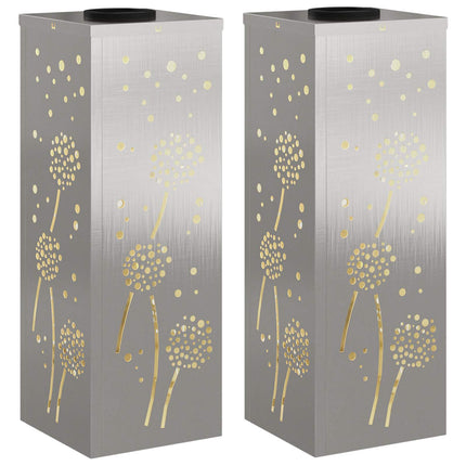 Solar LED Stig Ljus 2 st Varmvit 18 x 18 x 50 cm Rostfritt stål