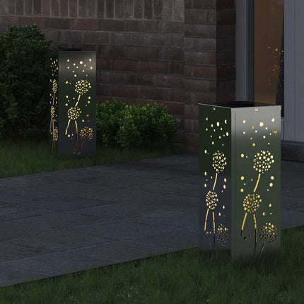 Solar LED Stig Ljus 2 st Varmvit 18 x 18 x 50 cm
