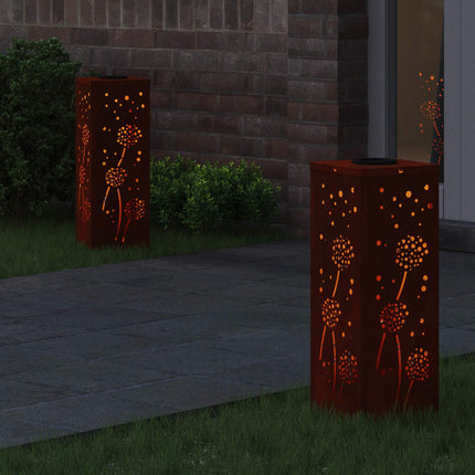 Solar LED Stig Ljus 2 pcs Rostig Väderbeständig stål