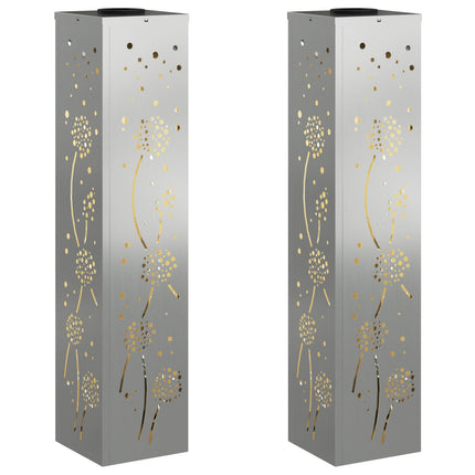 Solar LED Stig Ljus 2 st Varmvit 18 x 18 x 80 cm Galvaniserad