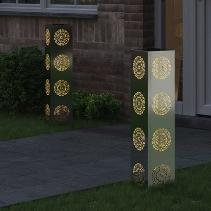 Solar LED Stig Ljus 2 pcs Silver Galvaniserat stål