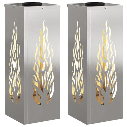 Solar LED Stig Ljus 2 pcs Silver Rostfritt stål
