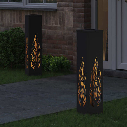 Solar LED Stig Ljus 2 pcs Svart Kallvalsat stål